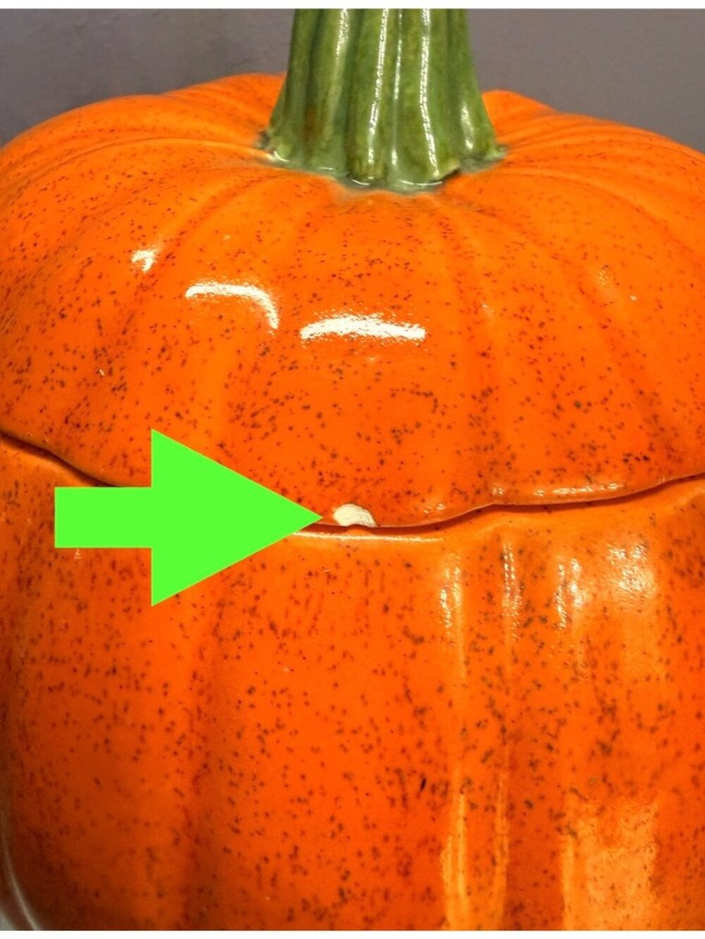 Vintage 1980s Ceramic Pumpkin Jack-o-Lantern With Lid - Picture 8 of 16